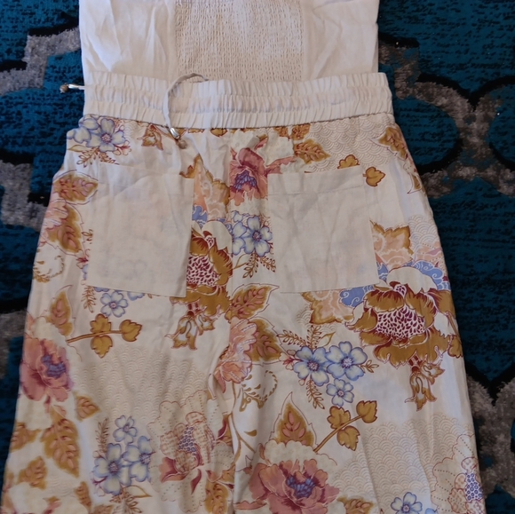 House of Harlow 1960 Set Of 2 Piece  Floral Multicolor Sz Large Linen Blend NWT - Picture 8 of 9